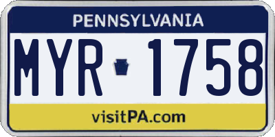 PA license plate MYR1758