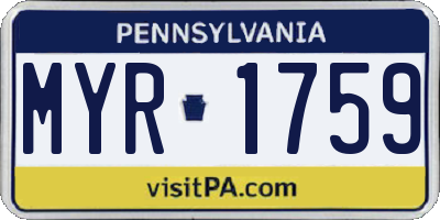 PA license plate MYR1759