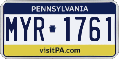 PA license plate MYR1761