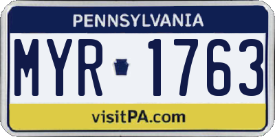 PA license plate MYR1763
