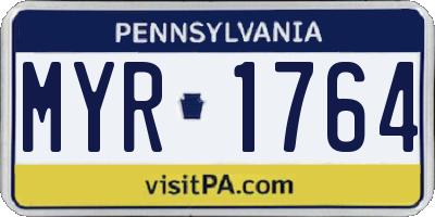 PA license plate MYR1764