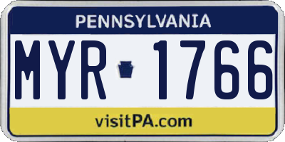 PA license plate MYR1766