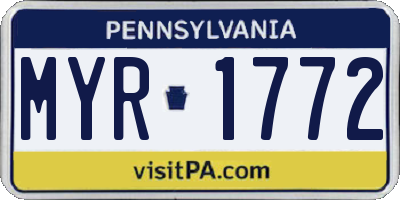 PA license plate MYR1772