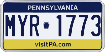 PA license plate MYR1773