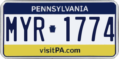 PA license plate MYR1774