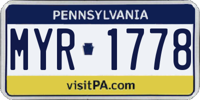 PA license plate MYR1778