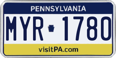 PA license plate MYR1780