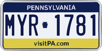 PA license plate MYR1781
