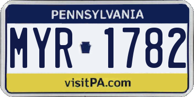PA license plate MYR1782