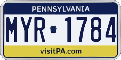PA license plate MYR1784