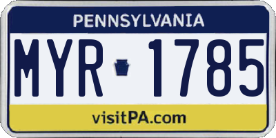 PA license plate MYR1785