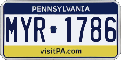PA license plate MYR1786