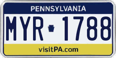 PA license plate MYR1788