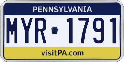 PA license plate MYR1791