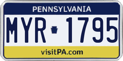 PA license plate MYR1795