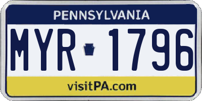 PA license plate MYR1796