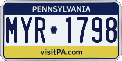 PA license plate MYR1798