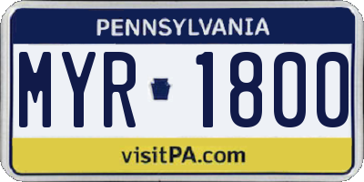 PA license plate MYR1800