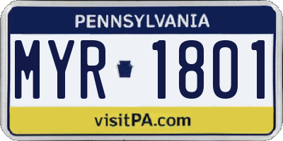 PA license plate MYR1801