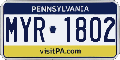 PA license plate MYR1802