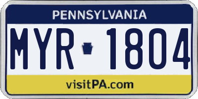 PA license plate MYR1804