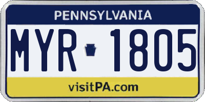 PA license plate MYR1805