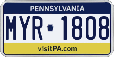 PA license plate MYR1808