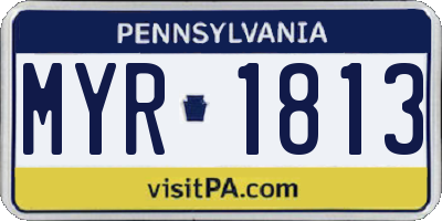 PA license plate MYR1813