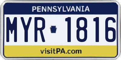 PA license plate MYR1816