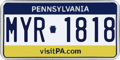 PA license plate MYR1818