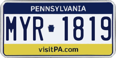 PA license plate MYR1819