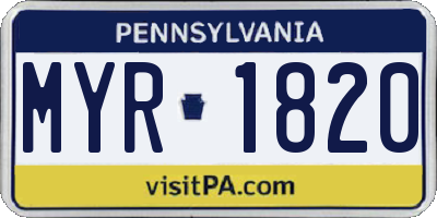 PA license plate MYR1820