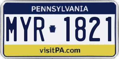 PA license plate MYR1821