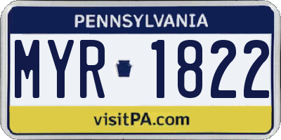 PA license plate MYR1822