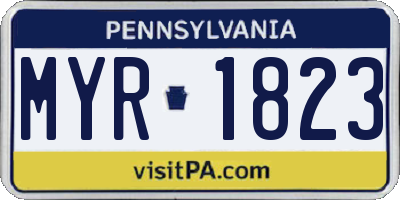 PA license plate MYR1823
