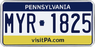 PA license plate MYR1825