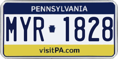 PA license plate MYR1828