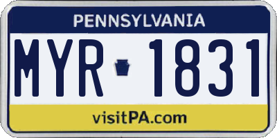 PA license plate MYR1831
