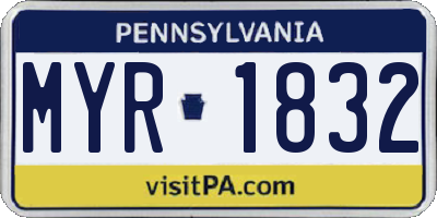 PA license plate MYR1832