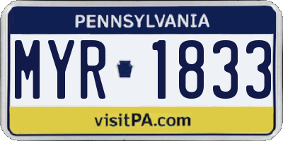 PA license plate MYR1833