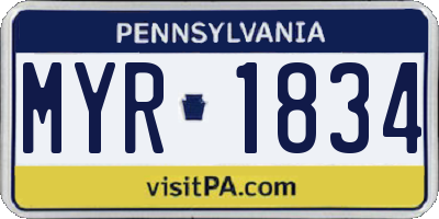 PA license plate MYR1834