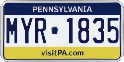 PA license plate MYR1835