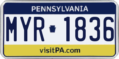 PA license plate MYR1836