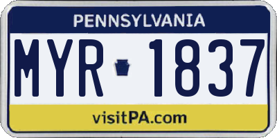 PA license plate MYR1837