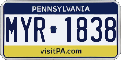 PA license plate MYR1838