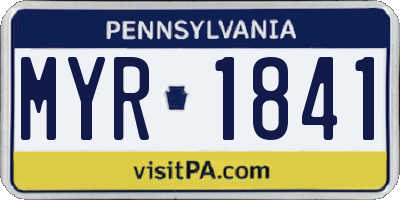PA license plate MYR1841