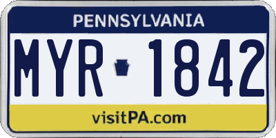 PA license plate MYR1842