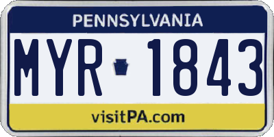 PA license plate MYR1843