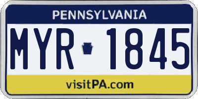 PA license plate MYR1845