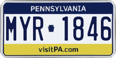 PA license plate MYR1846